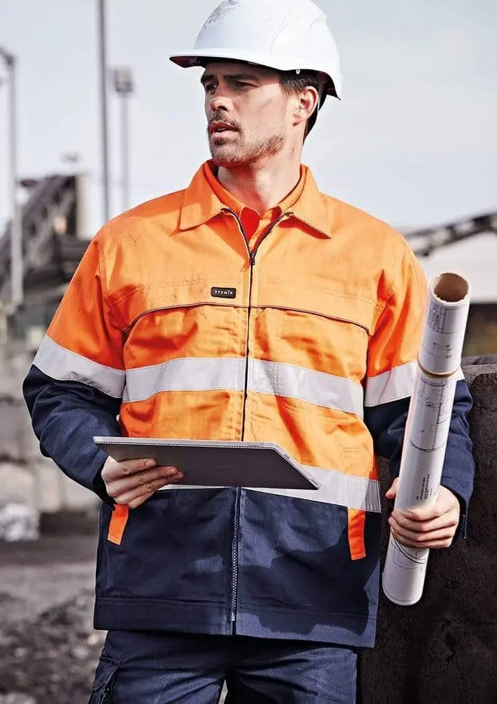 SYZMIK Men’s Hi Vis Cotton Drill Jacket ZJ590 Metro Workwear.