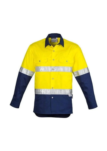 SYZMIK Men’s Hi-Vis Spliced Hoop Taped Industrial Shirt ZW123 Metro Workwear.