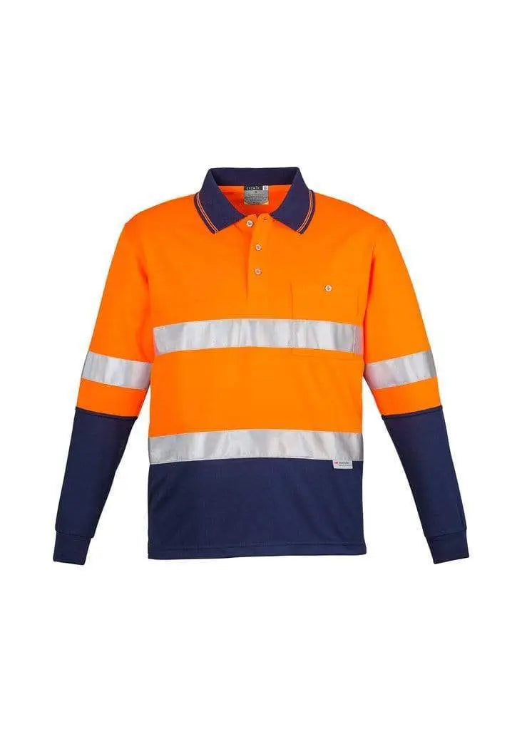 SYZMIK Men’s Hi Vis Spliced Polo - Long Sleeve Hoop Taped ZH235 Metro Workwear.