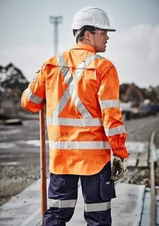 SYZMIK Men’s Hi-Vis X Back Taped Shirt ZW690 Metro Workwear.