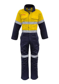 SYZMIK men's orange flame hrc-2 hoop taped spliced overall ZC525 Metro Workwear.