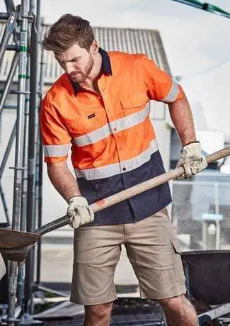 SYZMIK Men’s Rugged Cooling Taped Hi-Vis Spliced S/S Shirt ZW835 Metro Workwear.