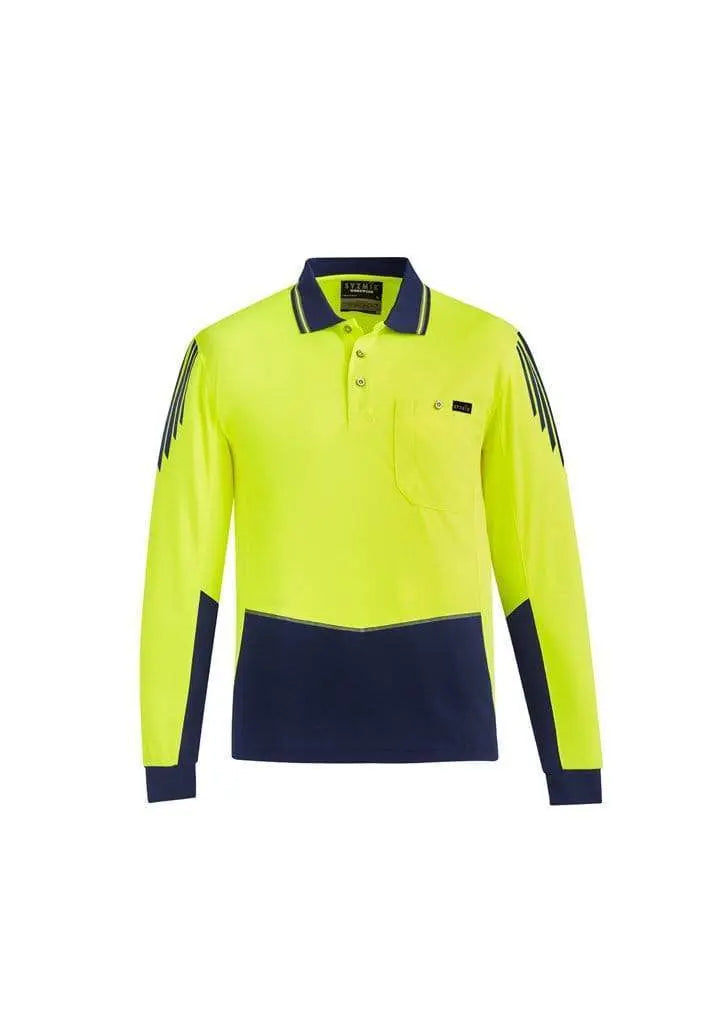 SYZMIK mens hi vis flux l/s polo zh310 Metro Workwear.