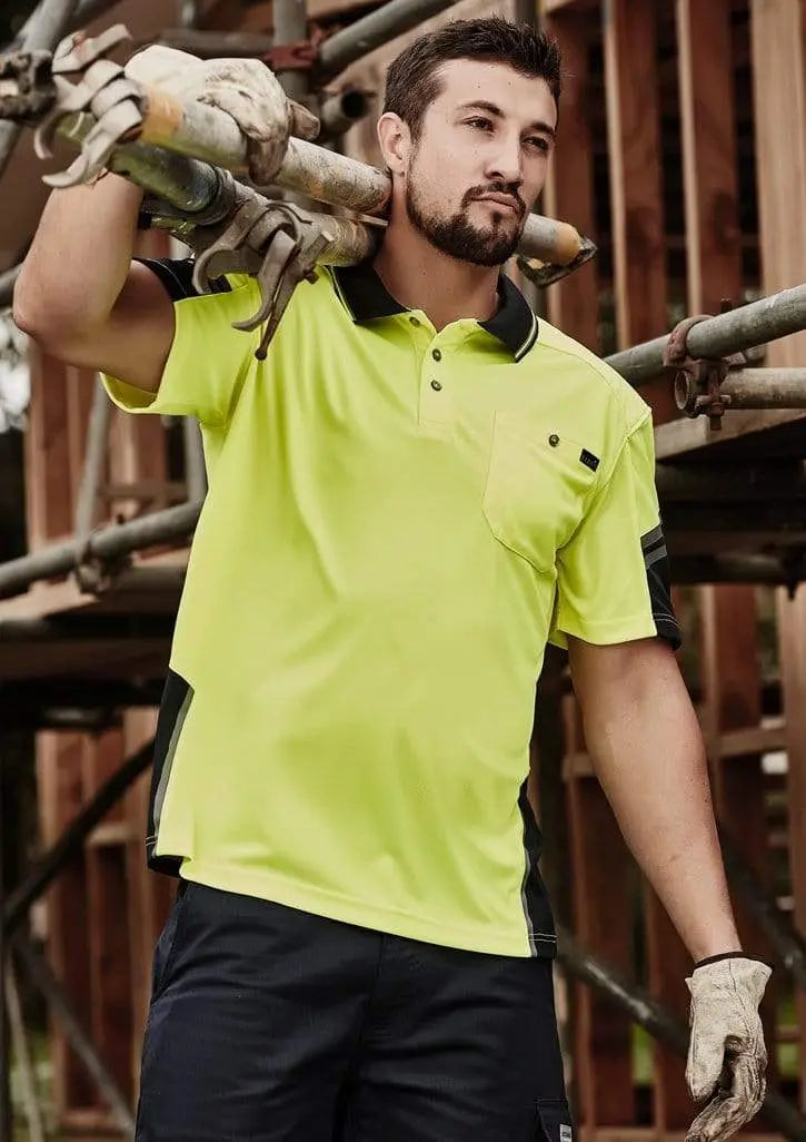 SYZMIK mens reinforced hi vis squad s/s polo zh465 Metro Workwear.
