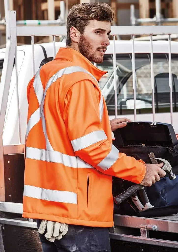 SYZMIK Unisex Hi Vis X Back 2 In 1 Soft Shell Rain Jacket ZJ680 Metro Workwear.
