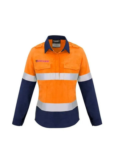 SYZMIK FR Women’s Flame Retardant HRC1/PPE 1 Closed Front Hoop Taped Spliced Shirt ZW131