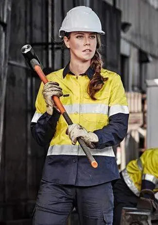 SYZMIK Women’s Rugged Cooling Taped Hi-Vis Spliced Shirt ZW720 Metro Workwear.