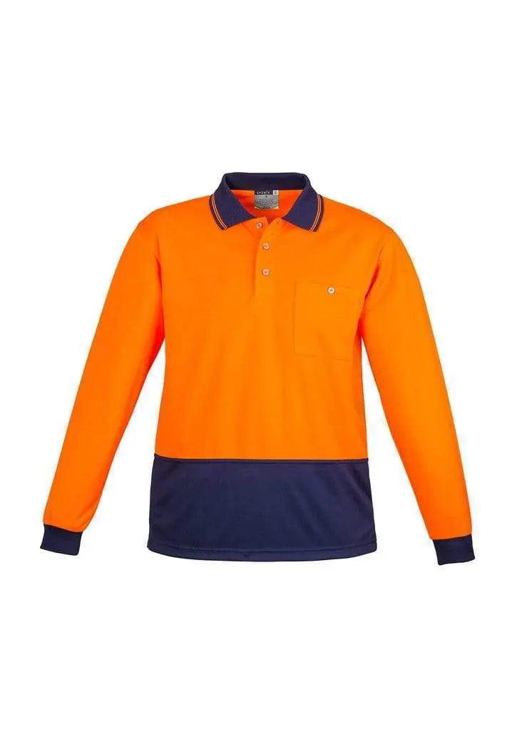 Unisex Hi Vis Basic Spliced Polo - Long Sleeve ZH232 Work Wear Syzmik Orange/Navy XXS 