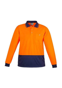 Unisex Hi Vis Basic Spliced Polo - Long Sleeve ZH232 Work Wear Syzmik Orange/Navy XXS 