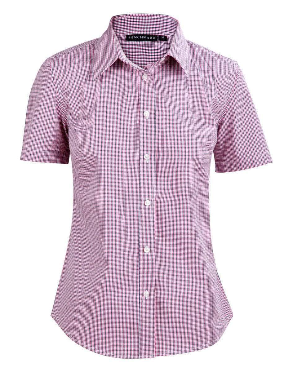 Winning Spirit Ladies’ Two Tone Mini Gingham 3/4 M8340q Metro Workwear.