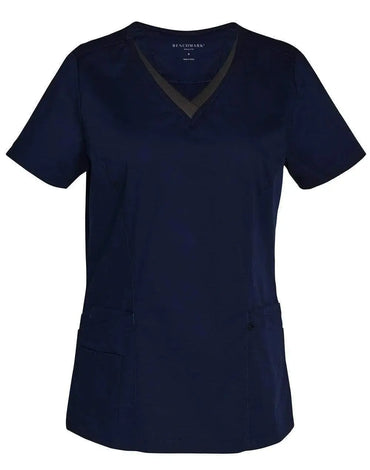 Women's V-neck Contrast Trim Scrubs Top M7660