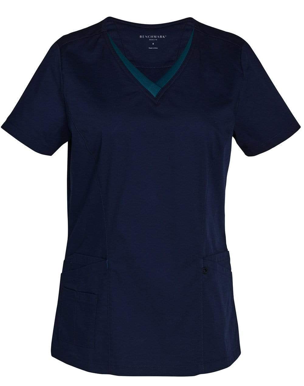 Winning Spirit Ladies V-neck Contrast Trim Scrubs Top M7660 Metro Workwear.