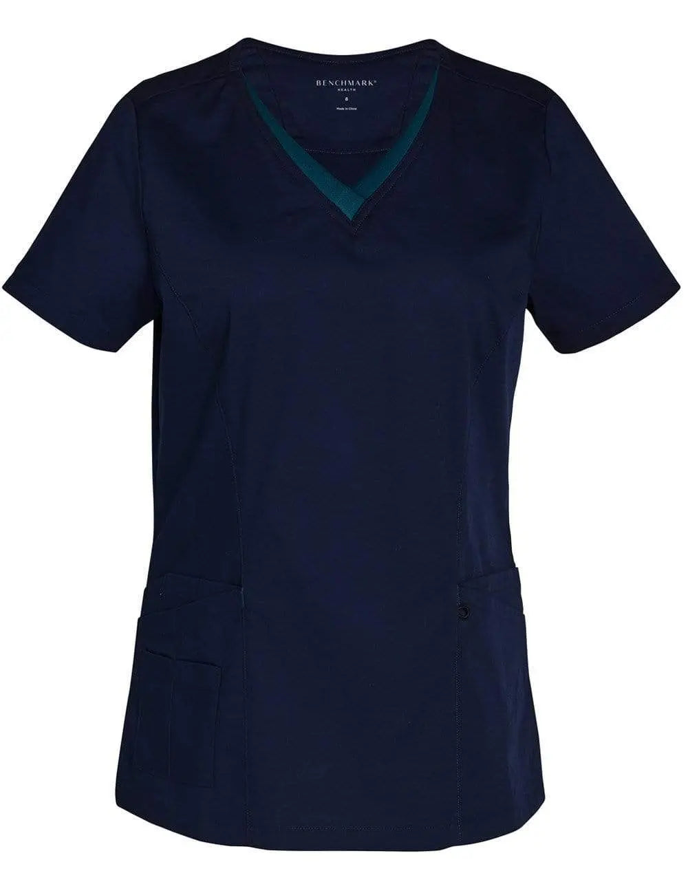 Winning Spirit Ladies V-neck Contrast Trim Scrubs Top M7660 Metro Workwear.