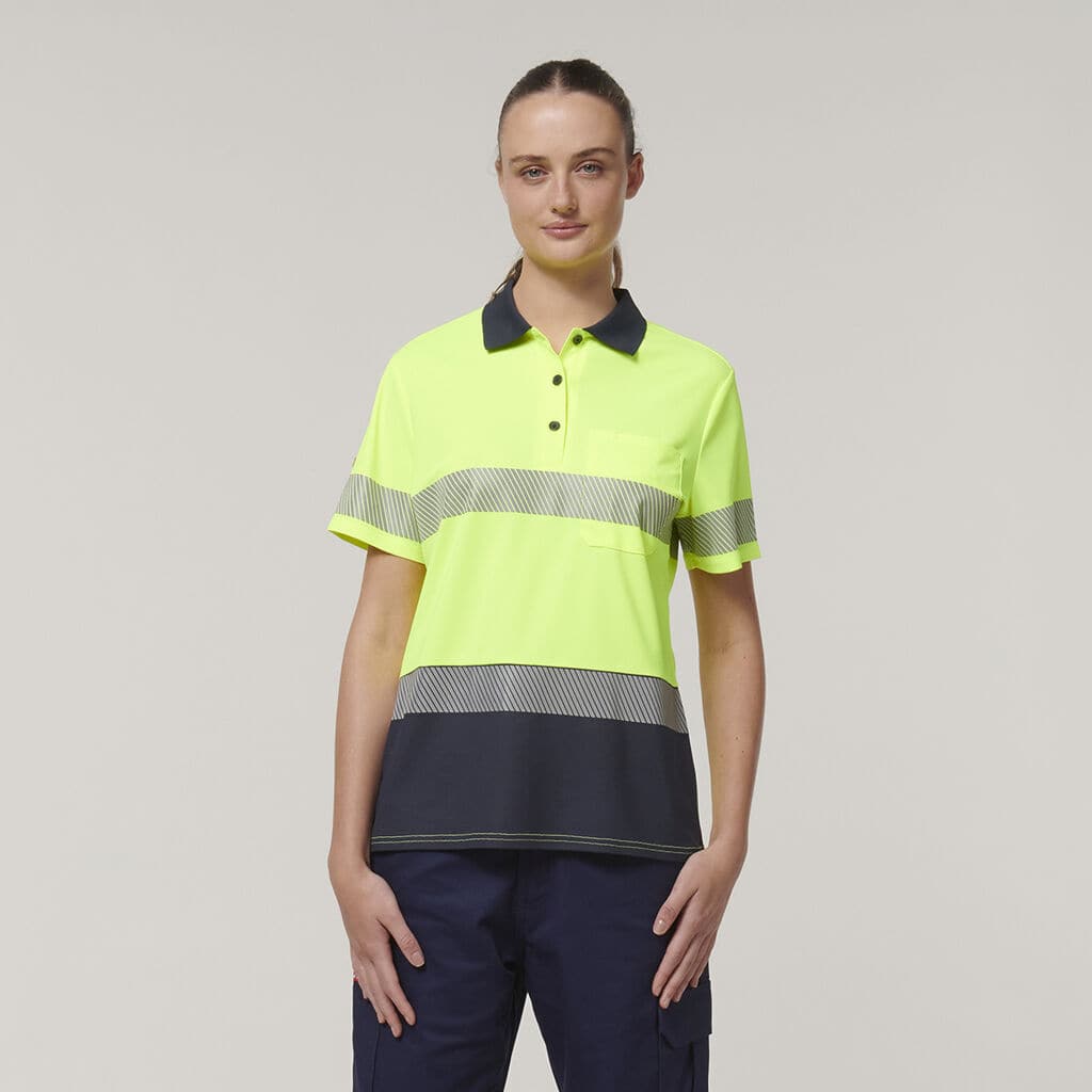 Hard Yakka Women's Hi Vis Taped Polo Shirt Y08602 Metro Workwear.