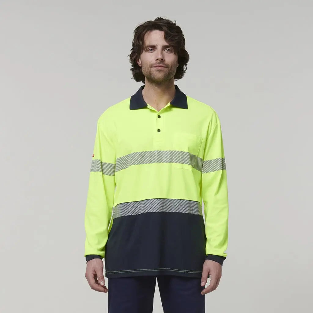 Hard Yakka Men's Long Sleeve Taped Polo Shirt Y19619 Metro Workwear.