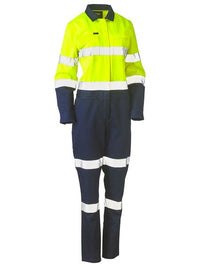 Bisley Women's Taped Hi Vis Cotton Drill Coverall BCL6066T