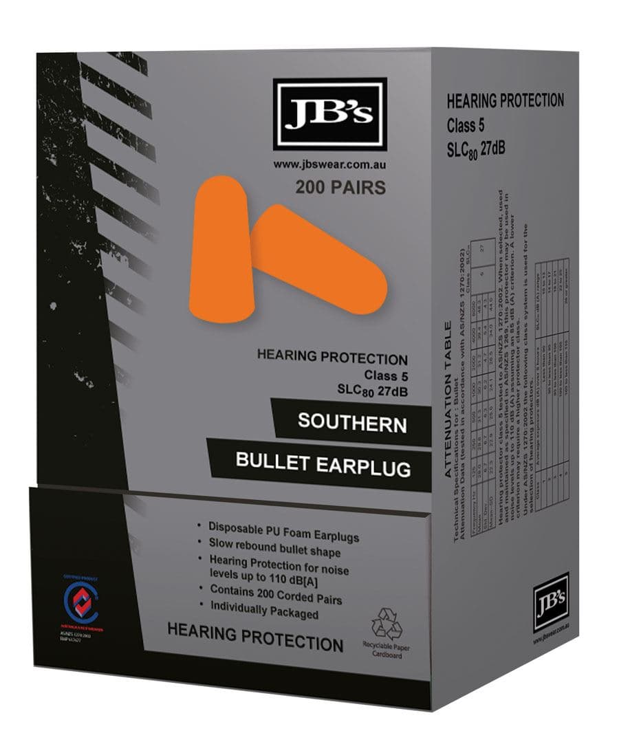 Southern Bullet Earplug (200 Pair) 8P085 Metro Workwear.