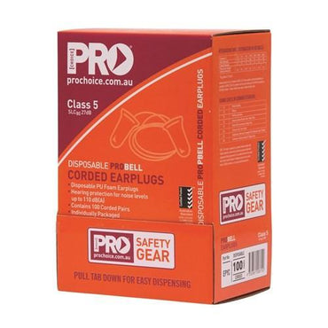 Pro Choice Pro-bell Pu Earplugs Corded - Box Of 100 - EPYC