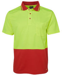 JB'S Workwear Adults Hi-Vis Non-Cuff Traditional Polo Shirt 6HVNC