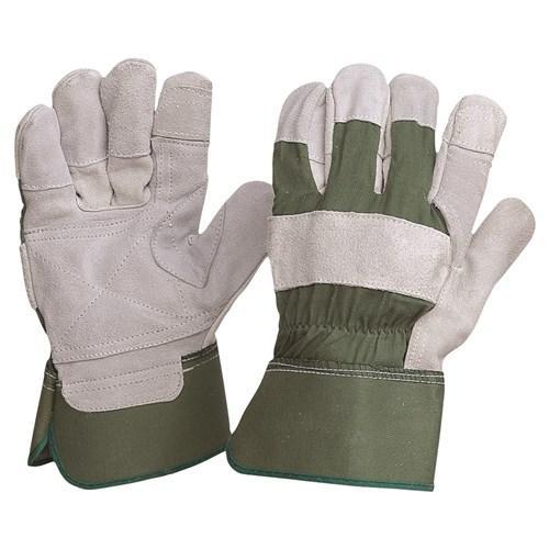 Pro Choice Green Cotton Back/extra Reinforced Cowsplit Leather Palm & Fingers - Heavy Duty X12 - R99KG