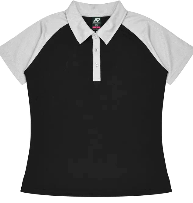 Aussie Pacific Manly Lady Polos 2318  Aussie Pacific BLACK/WHITE 6 