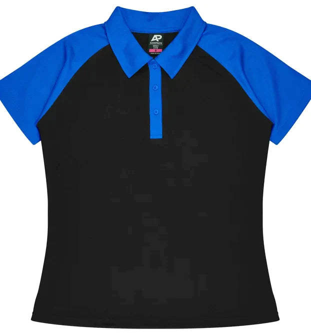 Aussie Pacific Manly Lady Polos 2318  Aussie Pacific BLACK/ELECTRIC ROYAL 6 