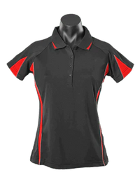 Aussie Pacific Eureka Ladies Polo Shirt 2304 Casual Wear Aussie Pacific Black/Red/Ashe 8 