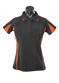 Aussie Pacific Eureka Ladies Polo Shirt 2304 Casual Wear Aussie Pacific Black/Orange/Ashe 8 