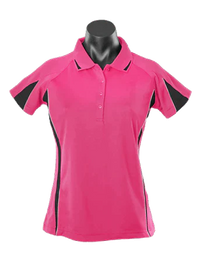 Aussie Pacific Eureka Ladies Polo Shirt 2304 Casual Wear Aussie Pacific Hot Pink/Black/White 8 