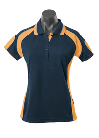 Aussie Pacific Ladies Murray Polo Shirt 2300 Casual Wear Aussie Pacific Navy/Gold/Ashe 8 