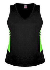 Aussie Pacific Ladies Tasman Singlet 2111 Casual Wear Aussie Pacific Black/Neon Green 4 