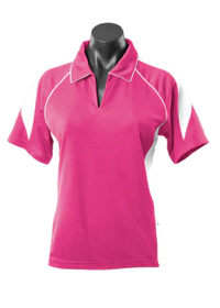 Aussie Pacific Premier Ladies Polo Shirt 2301 Casual Wear Aussie Pacific Hot Pink/White 8 