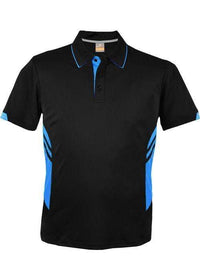 Aussie Pacific Tasman Kids Polo Shirt 3311 Casual Wear Aussie Pacific Black/Cyan 6 