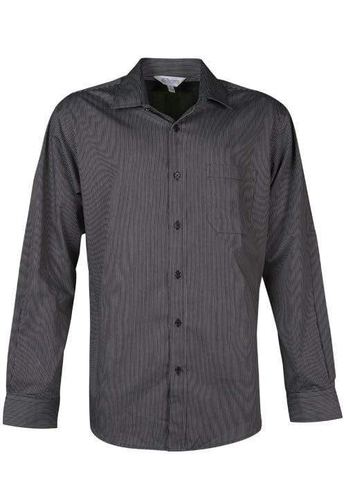 Aussie Pacific Men's Henley Long Sleeve Shirt 1900l Corporate Wear Aussie Pacific Black/Silver XXS 