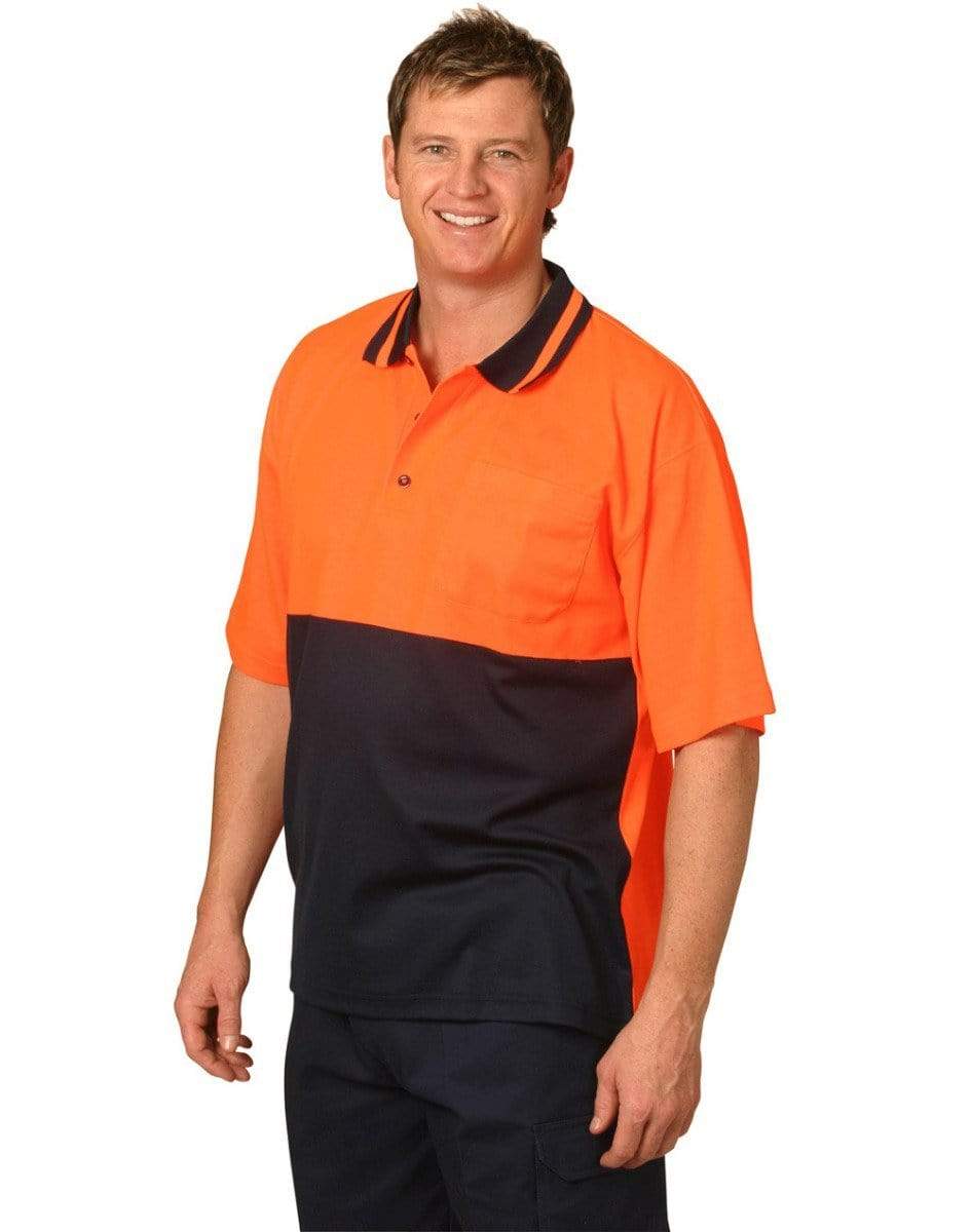 Australian Industrial Wear Work Wear Fluoro Orange/Navy / S SAFETY POLO SW12