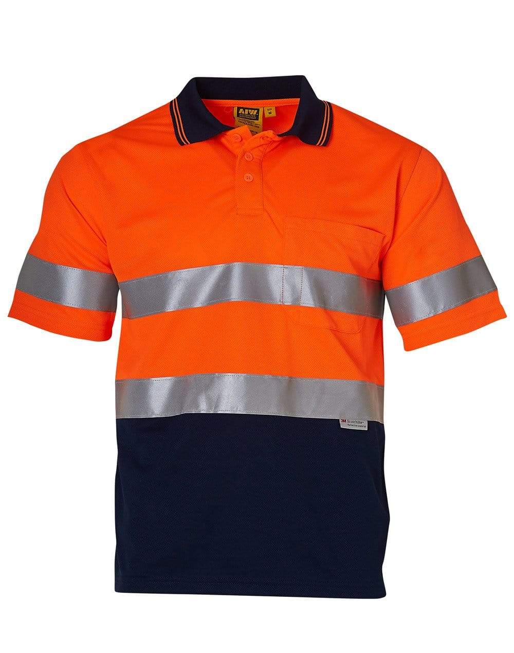 Australian Industrial Wear Work Wear Fluoro Orange/Navy / S SHORT SLEEVE SAFETY POLO SW17A