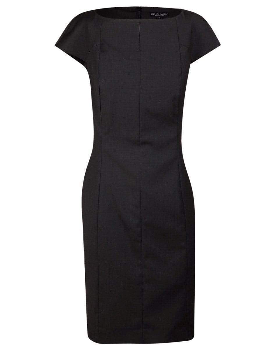 Benchmark Corporate Wear Charcoal / 20 BENCHMARK Ladies’ Wool Blend Stretch Cap Sleeve Dress M9281