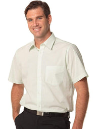 Benchmark Corporate Wear Mint/White / 40 BENCHMARK Men's Balance Stripe Short Sleeve Shirt M7231
