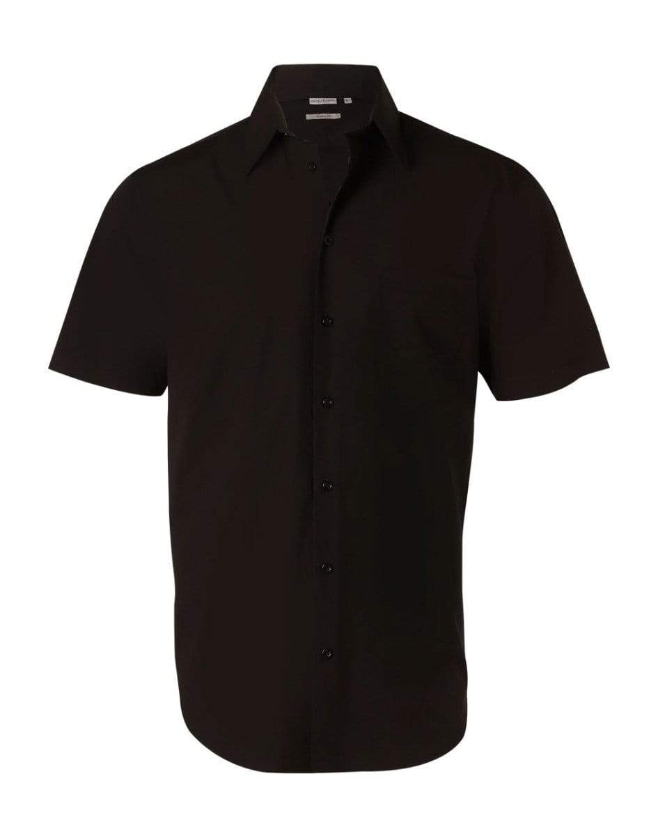 Benchmark Corporate Wear Black / 40 BENCHMARK Men's Cotton/Poly Stretch Short Sleeve Shirt M7020S