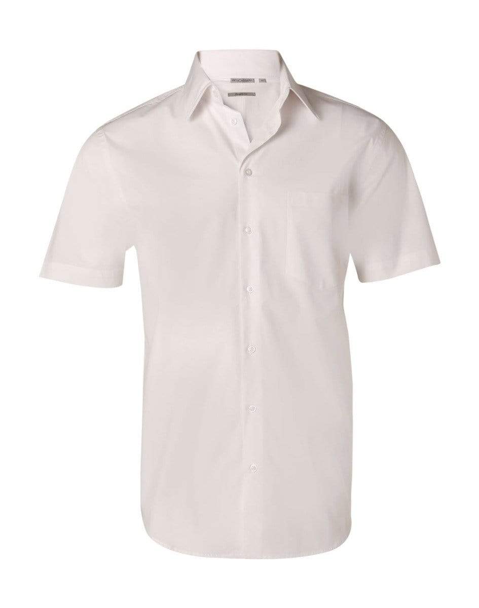 Benchmark Corporate Wear White / 40 BENCHMARK Men's Cotton/Poly Stretch Short Sleeve Shirt M7020S