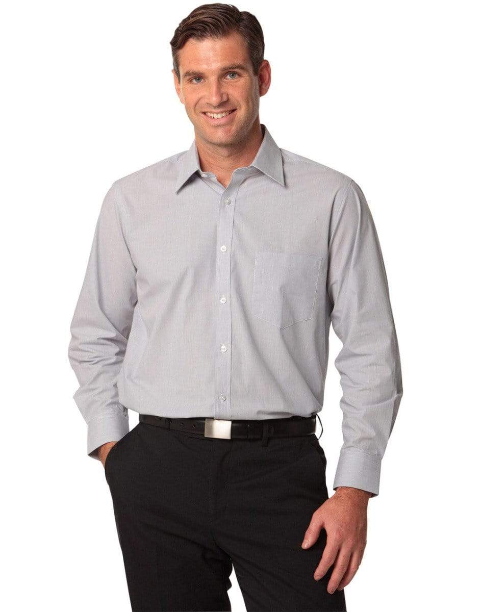 Benchmark Corporate Wear BENCHMARK Men's Fine Stripe Long Sleeve Shirt M7212