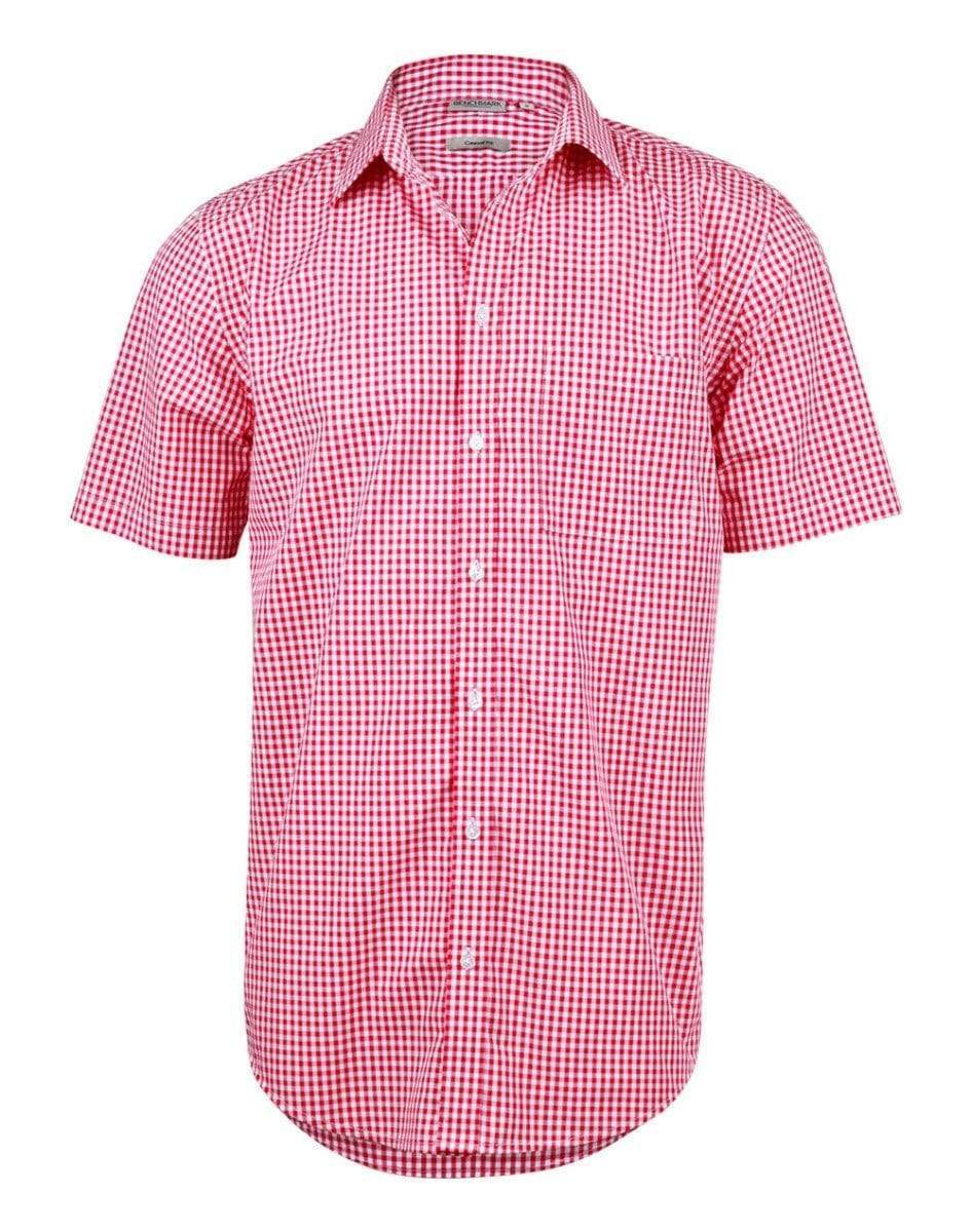 Benchmark Corporate Wear Red/White / XS BENCHMARK Men’s Gingham Check Short Sleeve Shirt M7300S