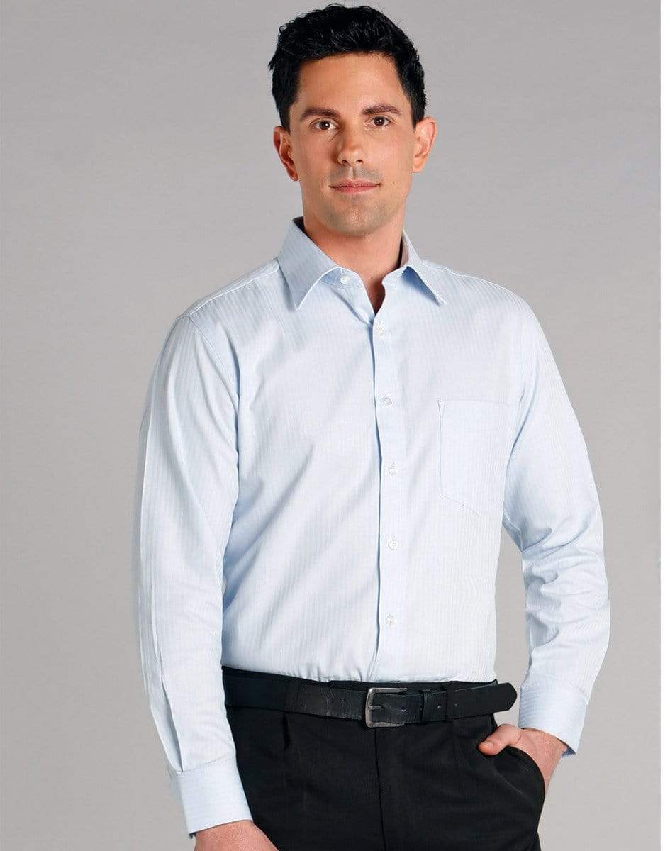 Benchmark Corporate Wear BENCHMARK Men's Mini Herringbone Long Sleeve Shirt M7112