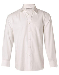 Benchmark Corporate Wear White / 38 BENCHMARK Men's Mini Herringbone Long Sleeve Shirt M7112