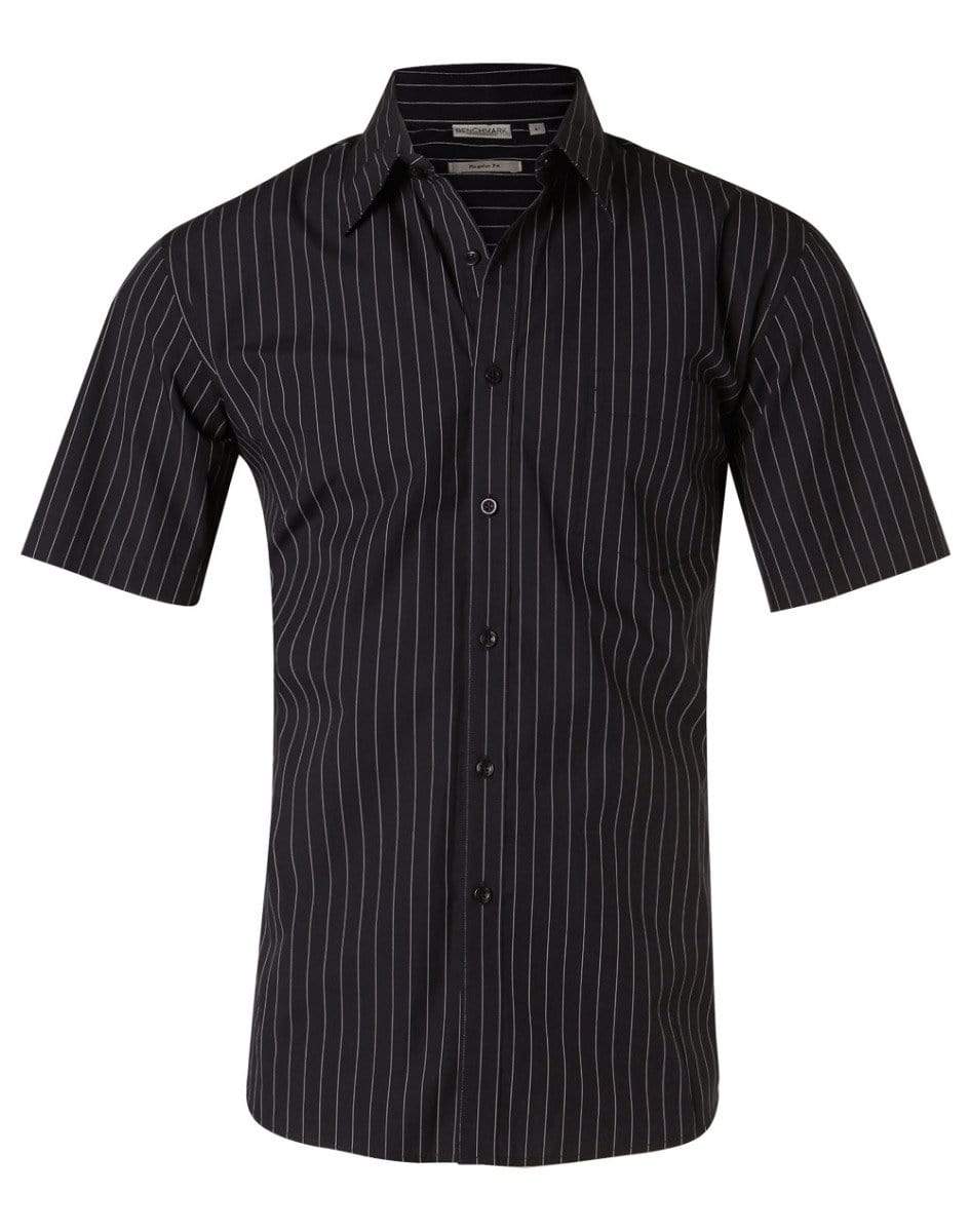 Benchmark Corporate Wear Navy/White / 38 BENCHMARK Men's Pin Stripe Short Sleeve Shirt M7221