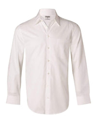 Benchmark Corporate Wear White / 40 BENCHMARK Men's Self Stripe Long Sleeve Shirt M7100L