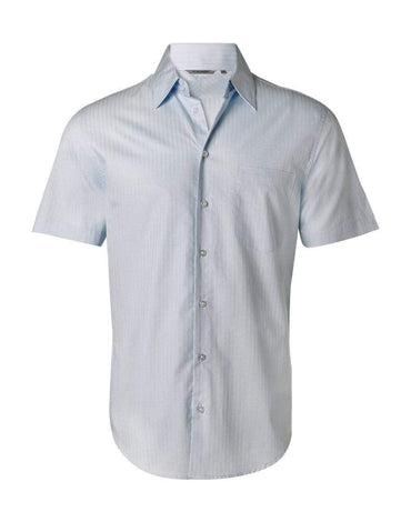 Benchmark Corporate Wear Pale Blue / 38 BENCHMARK Men's Self Stripe Short Sleeve Shirt M7100S