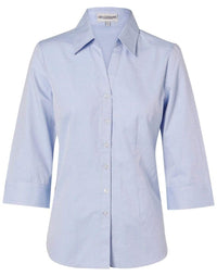 Benchmark Corporate Wear Blue / 6 BENCHMARK Women's Fine Chambray 3/4 Sleeve Shirt M8013