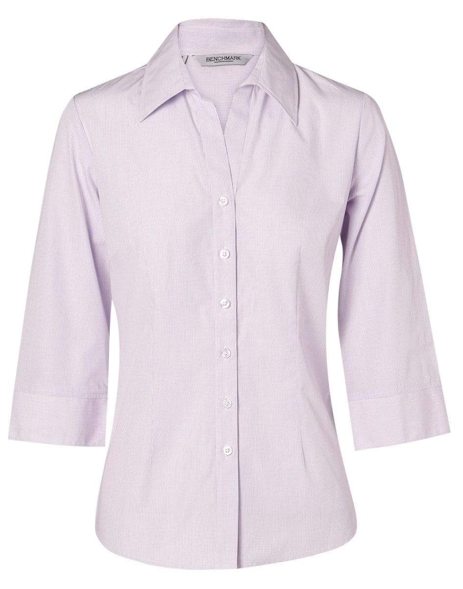 Benchmark Corporate Wear Lilac / 6 BENCHMARK Women's Mini Check 3/4 Shirt M8360Q