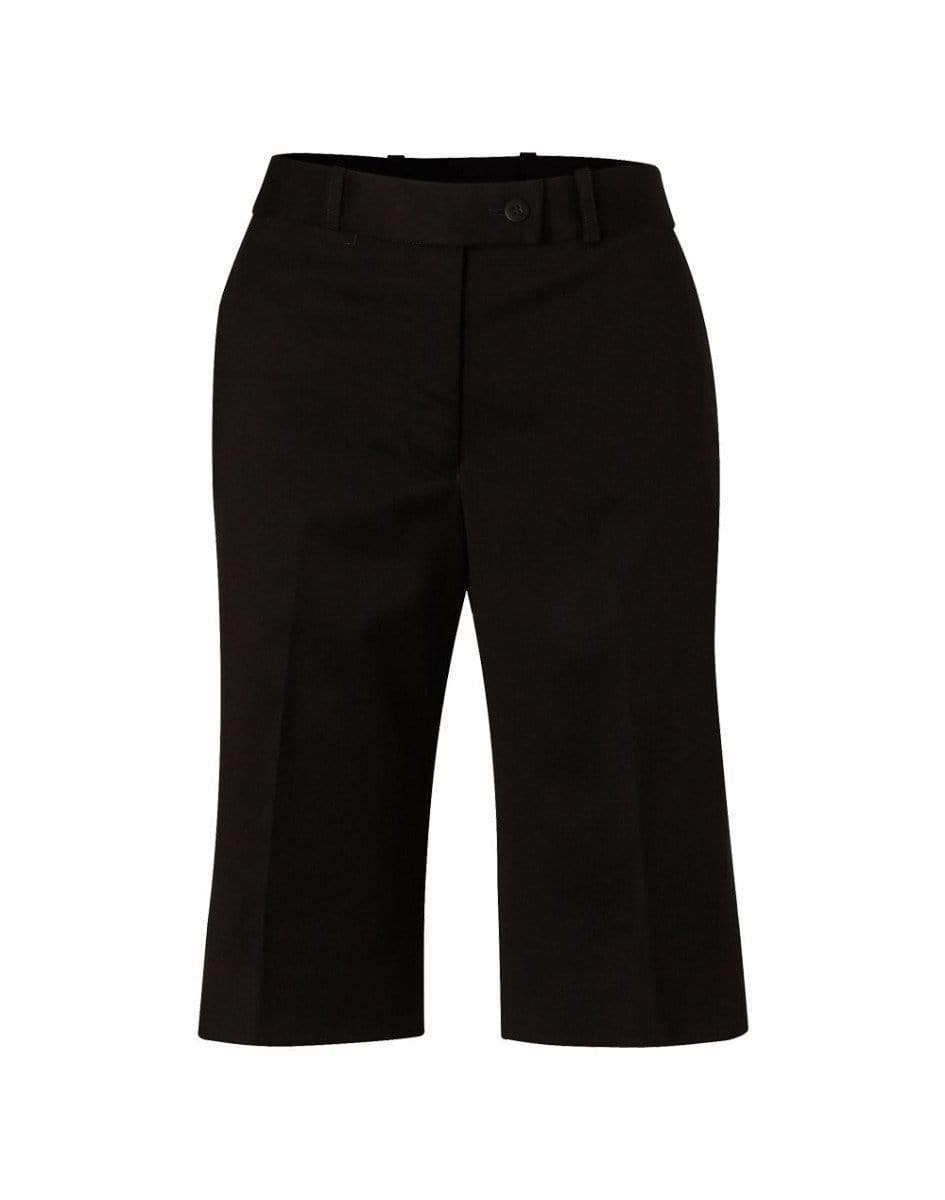 Benchmark Corporate Wear Navy / 6 BENCHMARK Women's Poly/Viscose Stretch Knee Length Flexi Waist Shorts M9441
